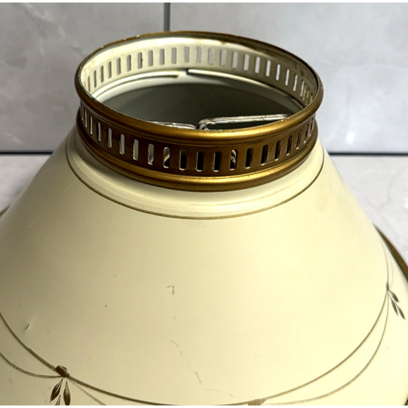 Vintage Toleware Metal Lamp Shade 10.5" Width 5.25" Tall - Picture 7 of 8